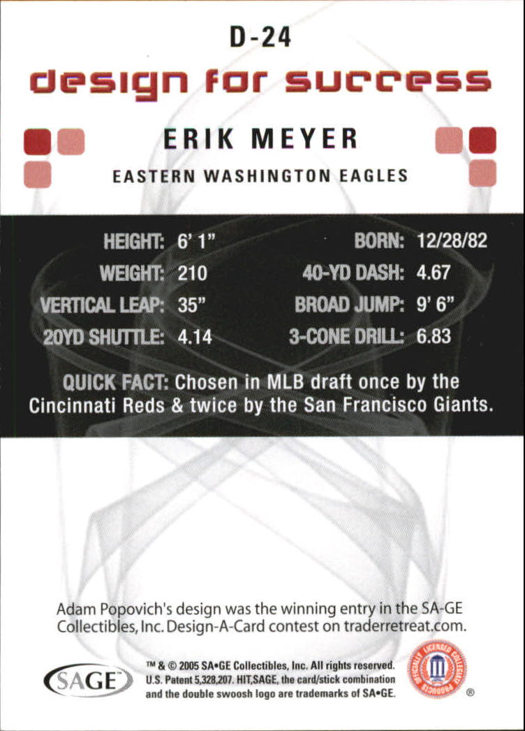 2006 Sage HIT Football "Design for Success Silver" Insert Cards - Picture 35 of 77