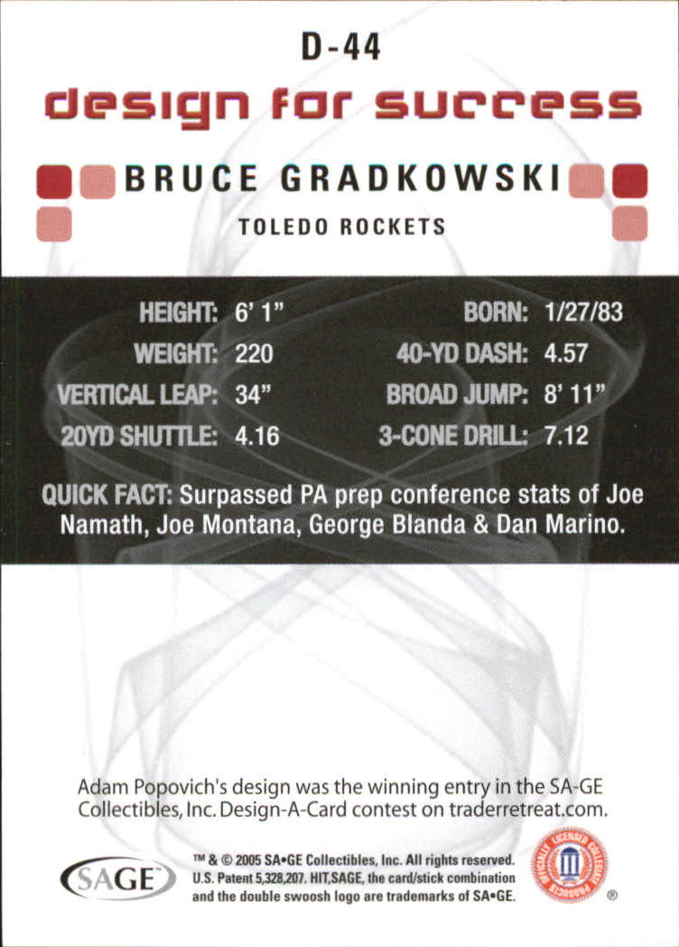 2006 Sage HIT Football "Design for Success Silver" Insert Cards - Picture 63 of 77