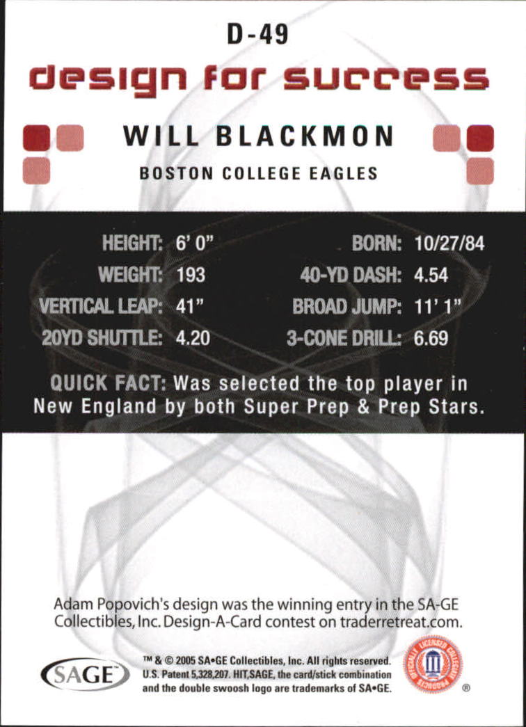 2006 Sage HIT Football "Design for Success Silver" Insert Cards - Picture 69 of 77