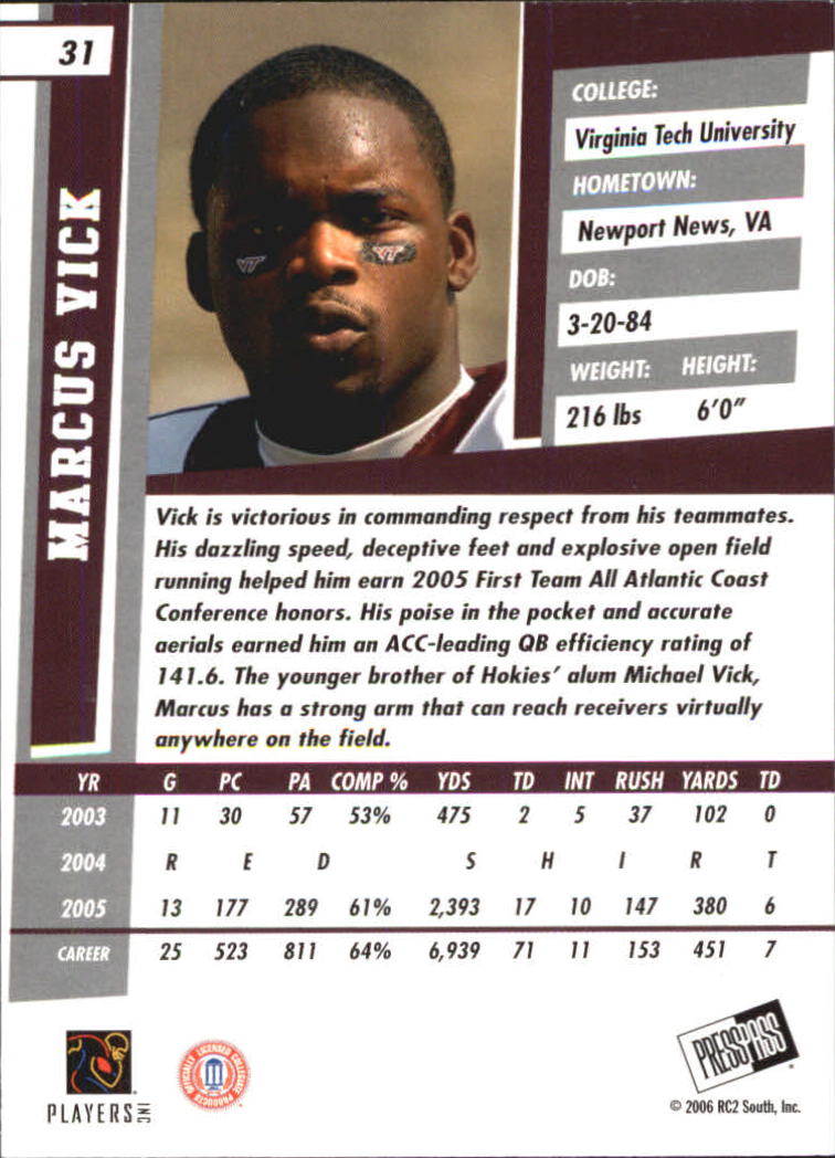 2006 Press Pass SE Football "Main Set" Cards - Picture 63 of 81