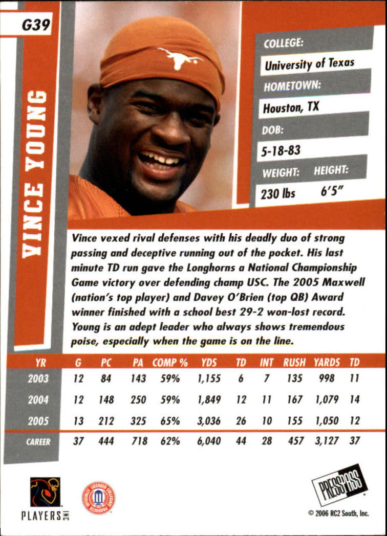 2006 Press Pass SE Gold #39 Vince Young back image