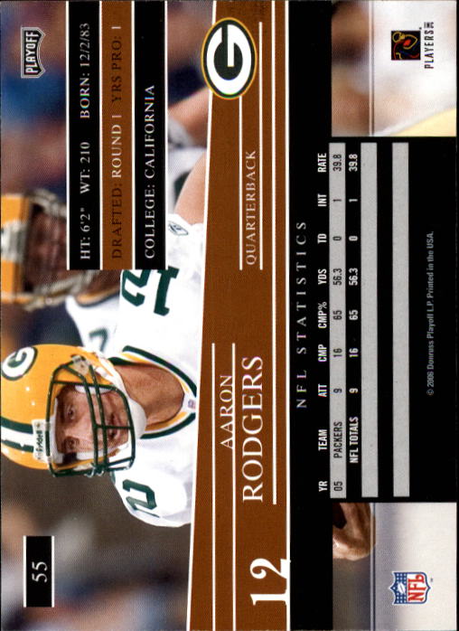 2006 Playoff Prestige #55 Aaron Rodgers back image