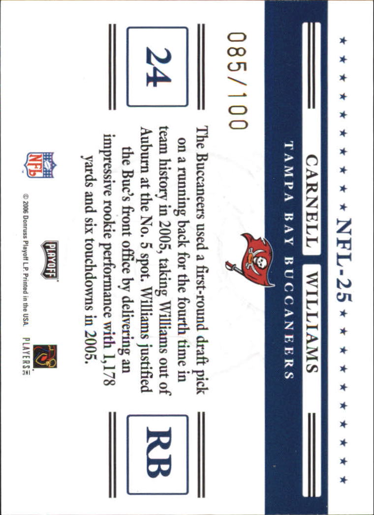 2006 Playoff Prestige Stars of the NFL Foil #25 Cadillac Williams back image