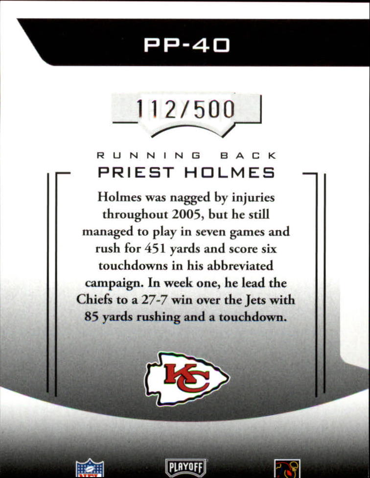 2006 Playoff Prestige Prestigious Pros Orange #40 Priest Holmes back image