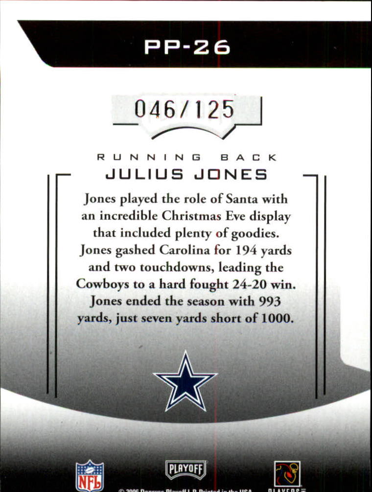 2006 Playoff Prestige Prestigious Pros Black #26 Julius Jones back image