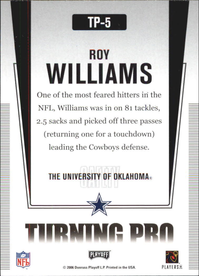 2006 Playoff Prestige Turning Pro  #5 Roy Williams S back image
