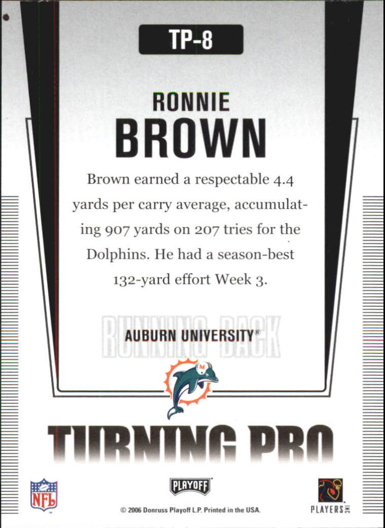 2006 Playoff Prestige Turning Pro  #8 Ronnie Brown back image