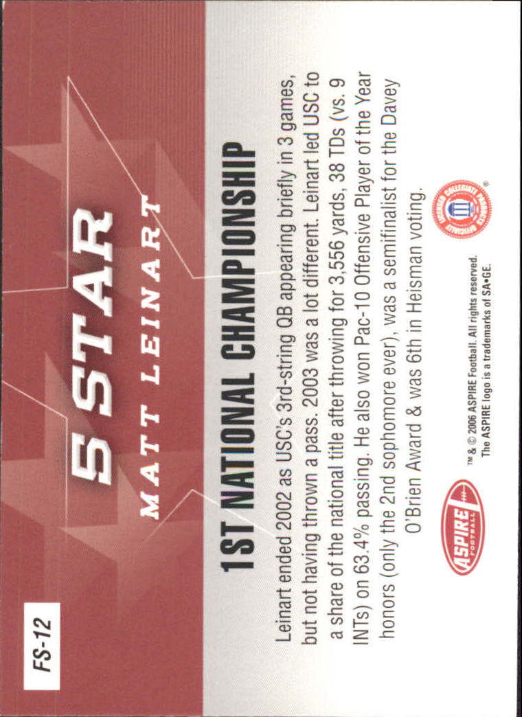 2006 Aspire (Sage) Football "Insert and Promo" Cards - Picture 25 of 61