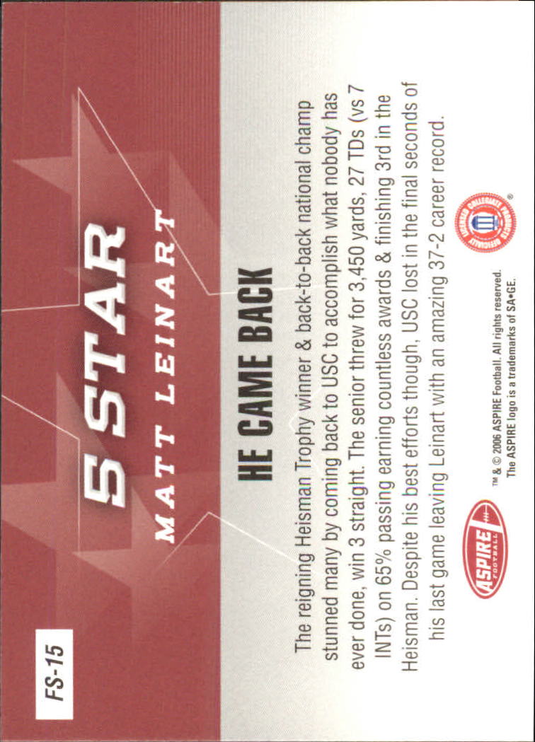 2006 Aspire (Sage) Football "Insert and Promo" Cards - Picture 31 of 61