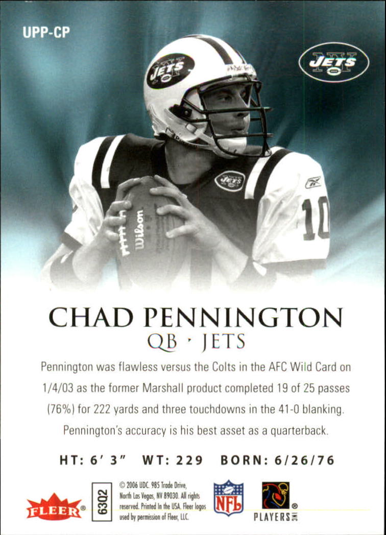 2006 Ultra Postseason Performers #UPPCP Chad Pennington back image