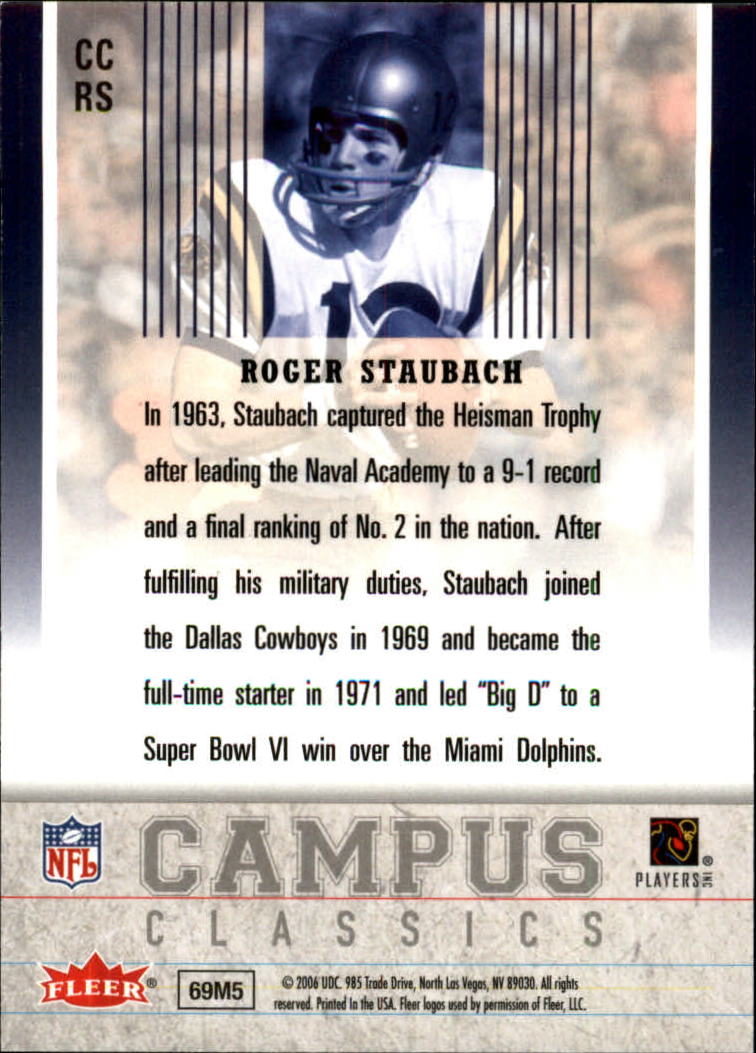 2006 Ultra Campus Classics #CCRS Roger Staubach back image