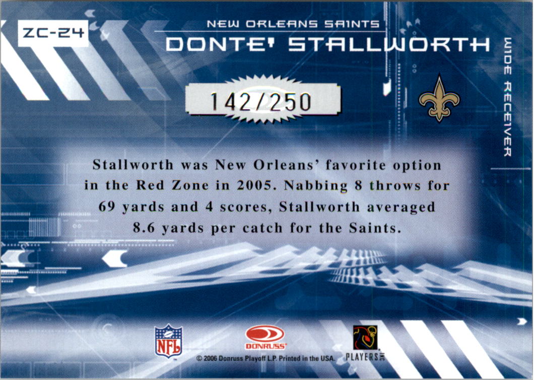 2006 Donruss Elite Zoning Commission Red #24 Donte Stallworth back image