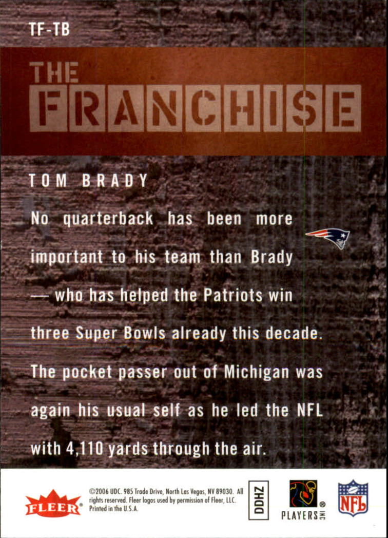 2006 Fleer The Franchise #TFTB Tom Brady back image