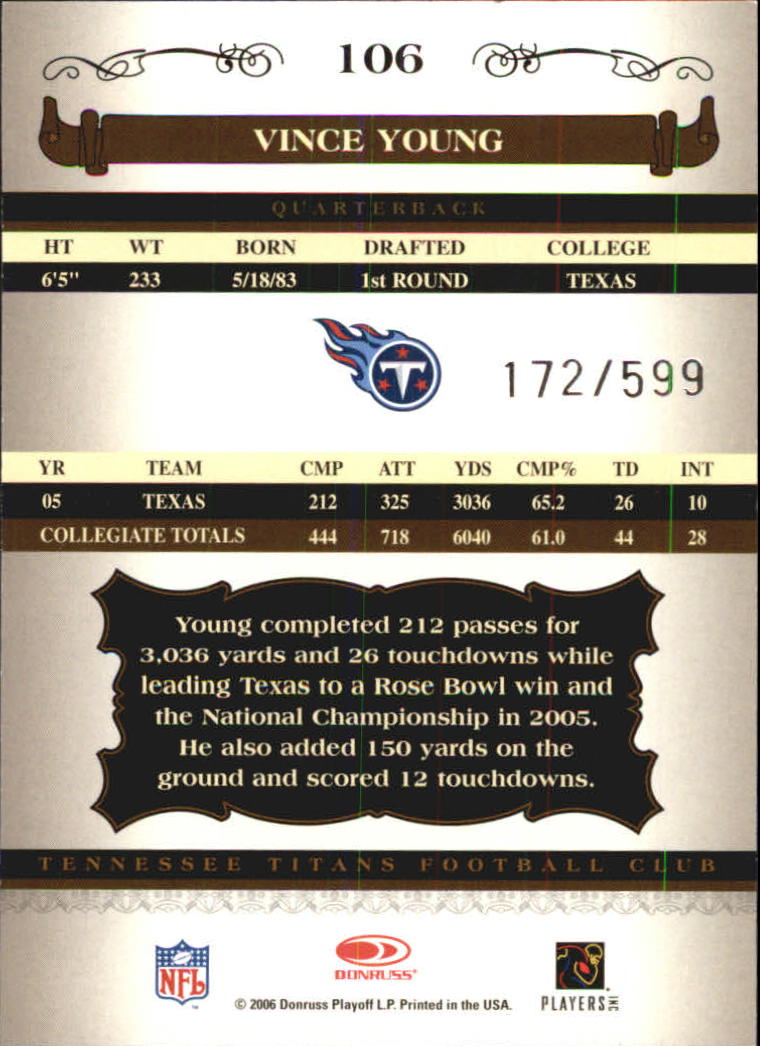 2006 Donruss Classics #106 Vince Young/599 RC