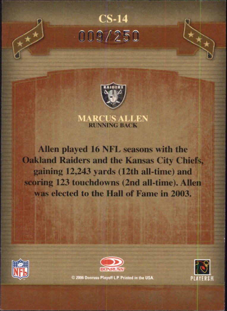 2006 Donruss Classics Classic Singles Silver #14 Marcus Allen back image