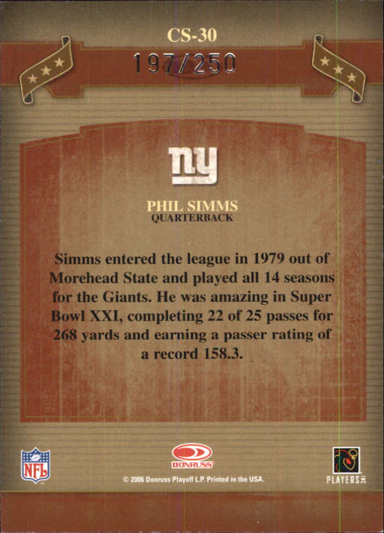 2006 Donruss Classics Classic Singles Silver #30 Phil Simms