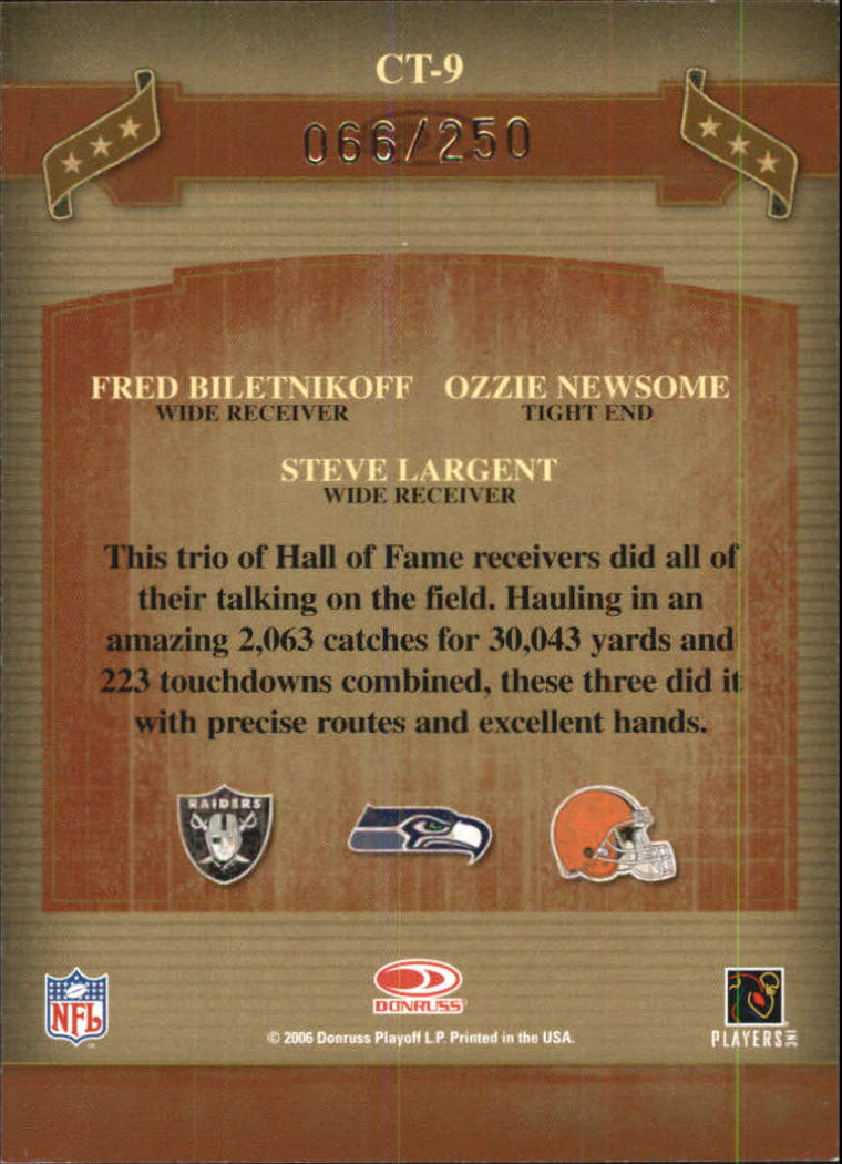 2006 Donruss Classics Classic Triples Bronze #9 Biletnikoff/Largent/Newsome