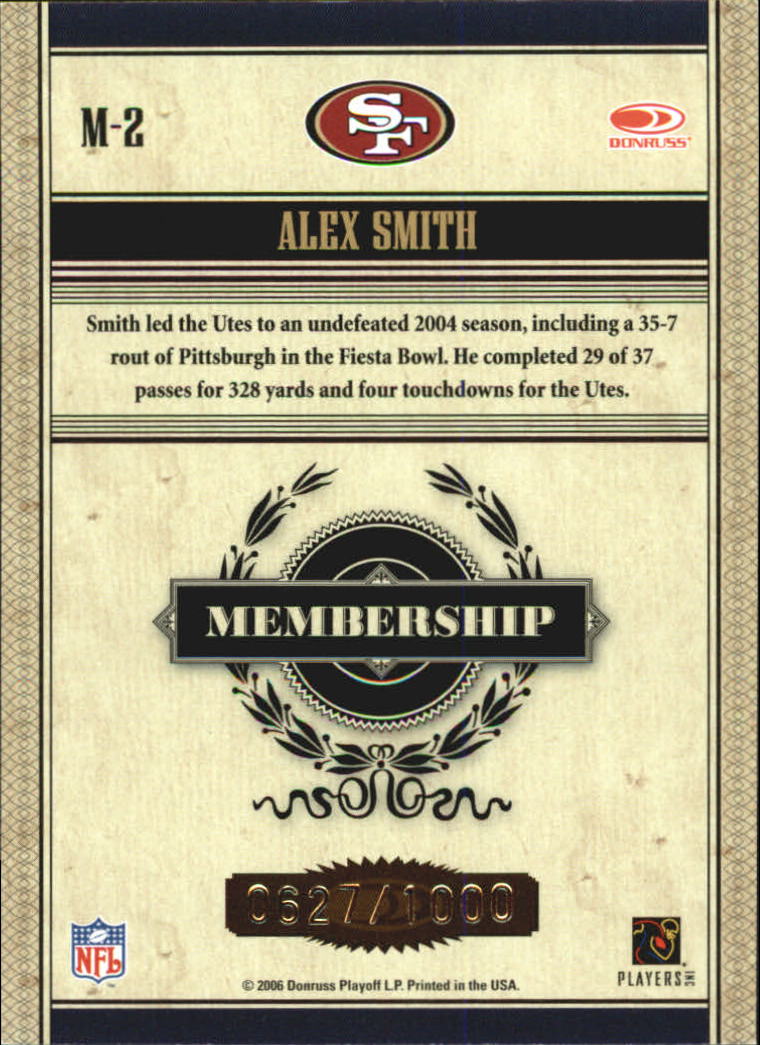 2006 Donruss Classics Membership Bronze #2 Alex Smith QB back image