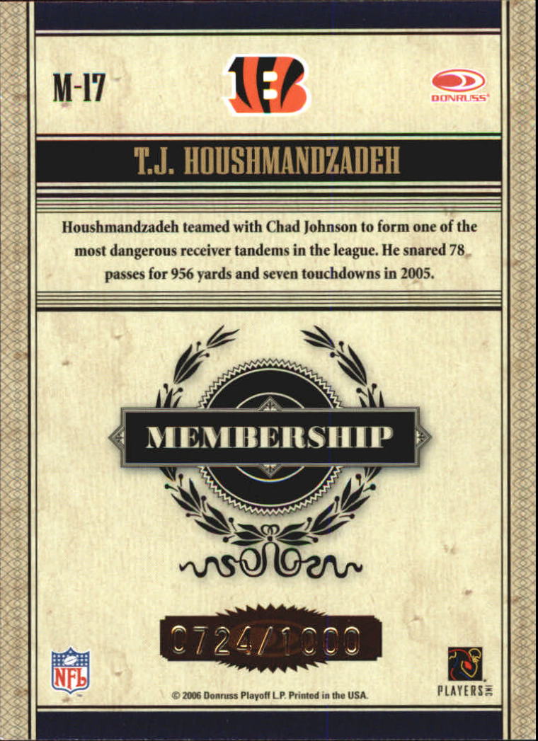 2006 Donruss Classics Membership Bronze #17 T.J. Houshmandzadeh back image