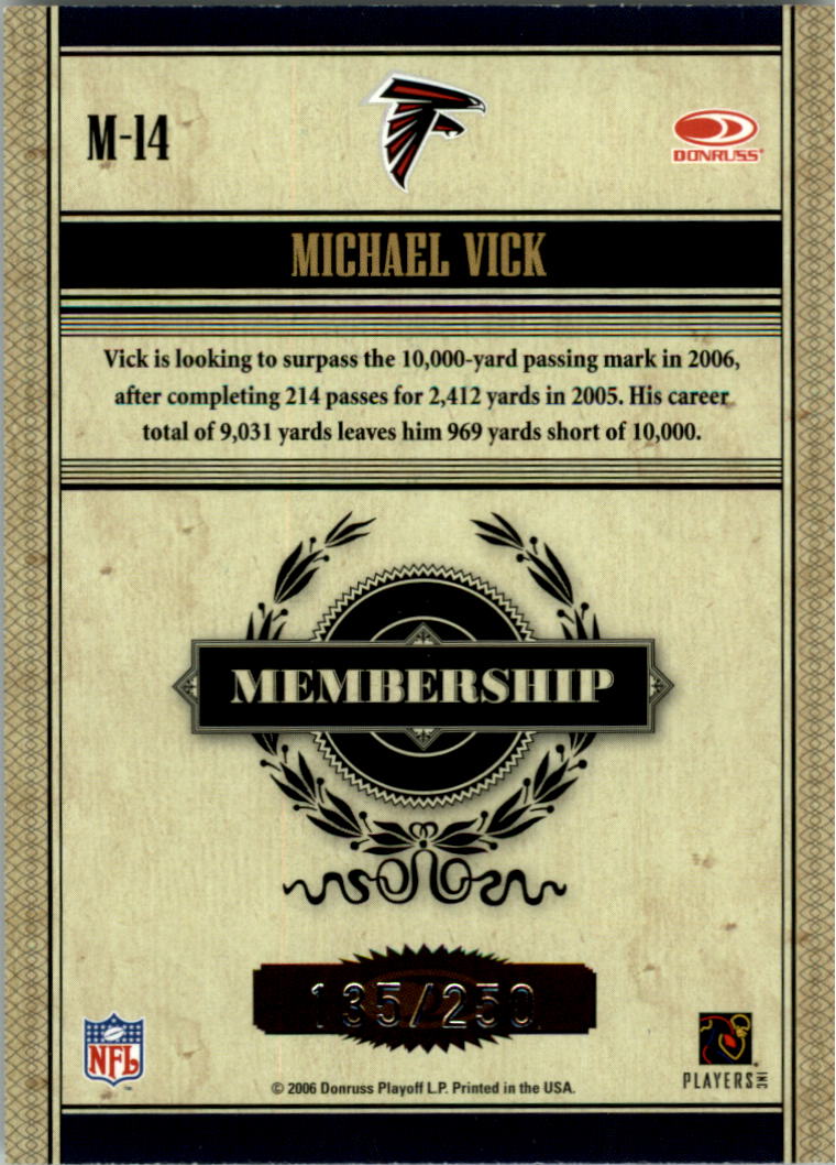 2006 Donruss Classics Membership Silver #14 Michael Vick back image