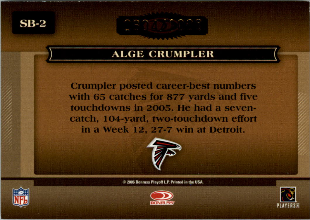 2006 Donruss Classics Sunday's Best Bronze #2 Alge Crumpler back image