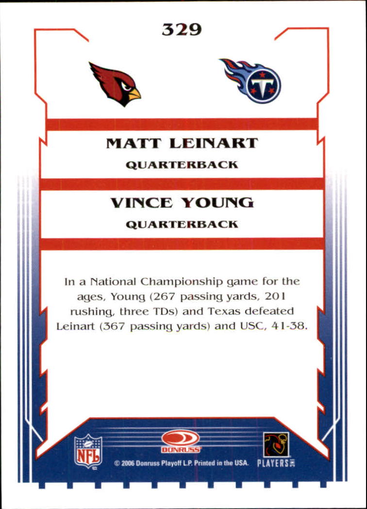 2006 Score #329 Matt Leinart/Vince Young back image