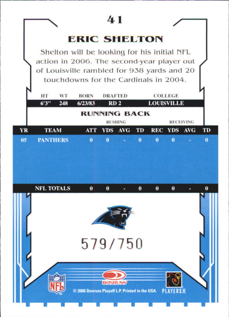 2006 Score Scorecard #41 Eric Shelton back image