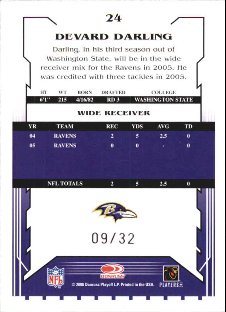 2006 Score Artist's Proof #24 Devard Darling back image