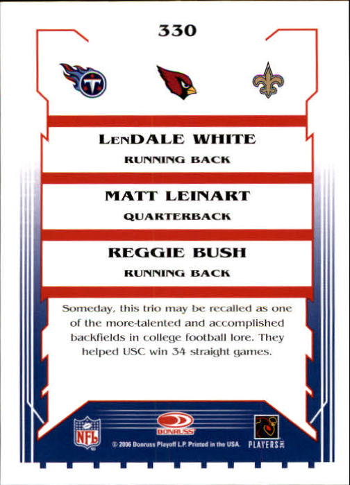 2006 Select #330 LenDale White/Matt Leinart/Reggie Bush back image