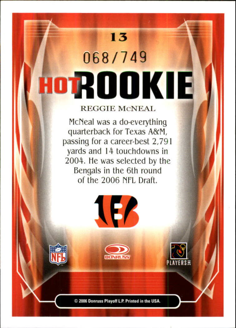 2006 Select Hot Rookies #13 Reggie McNeal back image