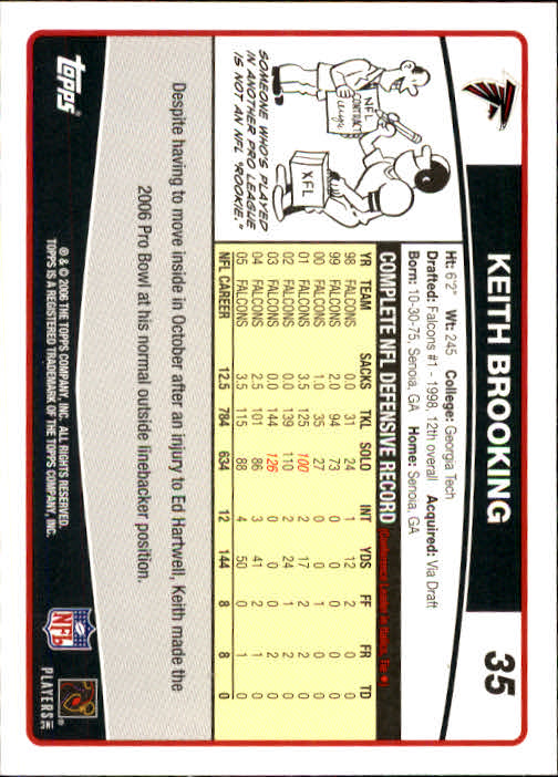 2006 Topps #35 Keith Brooking back image