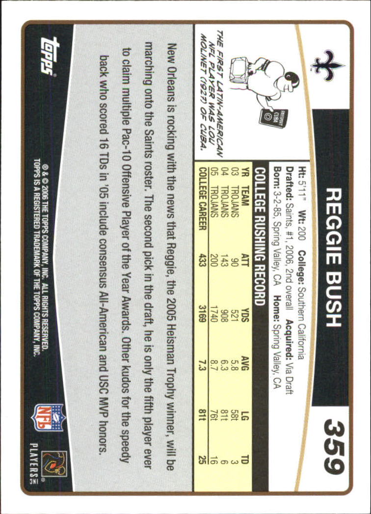 2006 Topps Football Rookie Card #359A Reggie Bush 