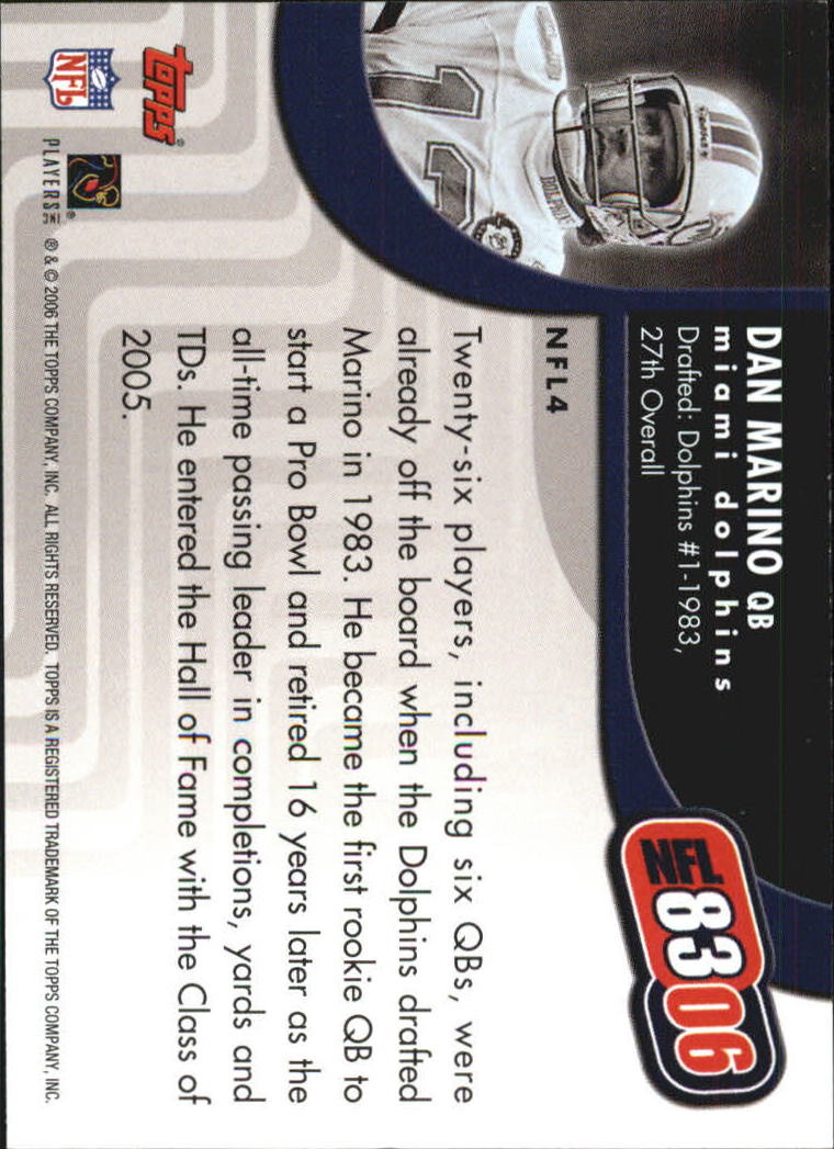 2006 Topps NFL 8306 #NFL4 Dan Marino back image