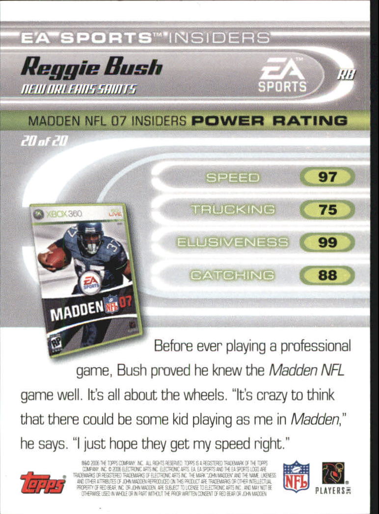 2006 Topps EA Sports Madden #20 Reggie Bush back image