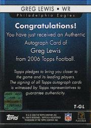 2006 Topps Autographs #TGL Greg Lewis E back image