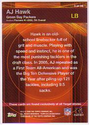 2006 Topps Red Hot Rookies #3 A.J. Hawk back image