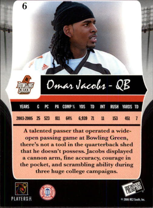 2006 Press Pass Legends #6 Omar Jacobs back image