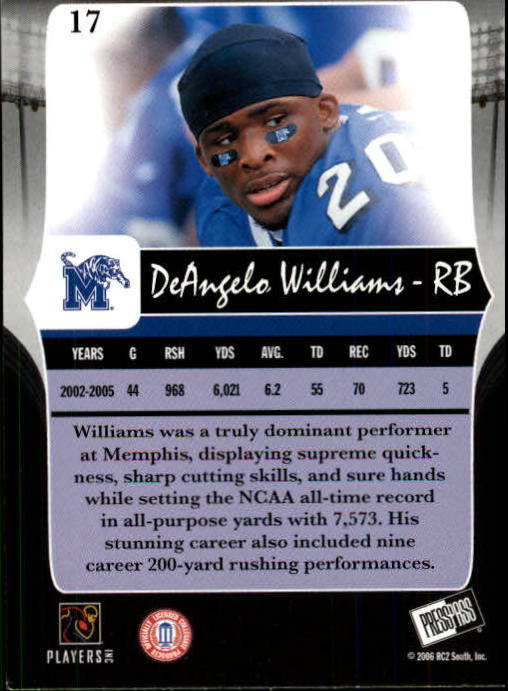 2006 Press Pass Legends #17 DeAngelo Williams back image