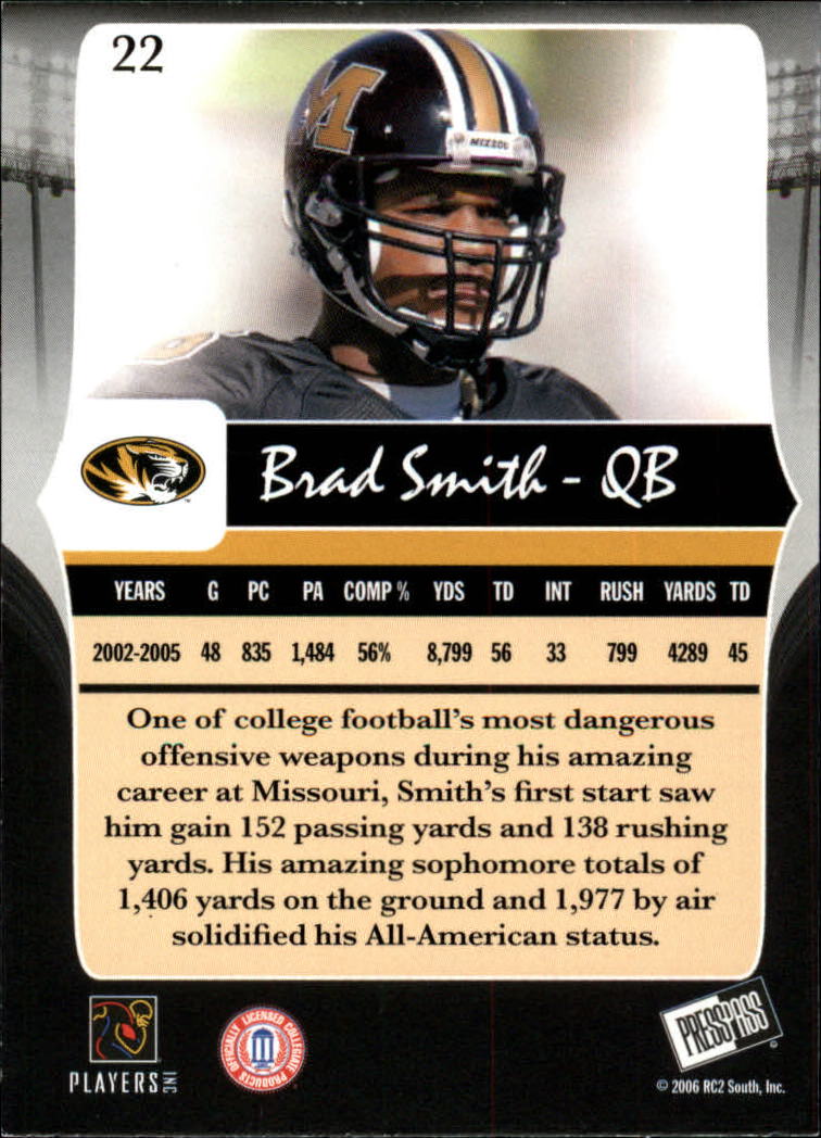 2006 Press Pass Legends #22 Brad Smith back image