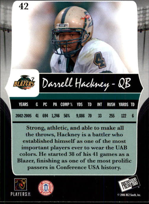 2006 Press Pass Legends #42 Darrell Hackney back image
