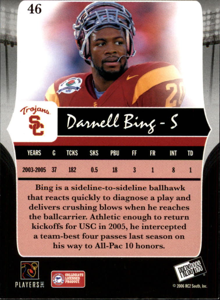 2006 Press Pass Legends #46 Darnell Bing back image