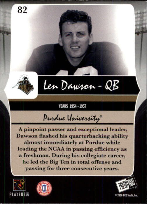 2006 Press Pass Legends #82 Len Dawson back image