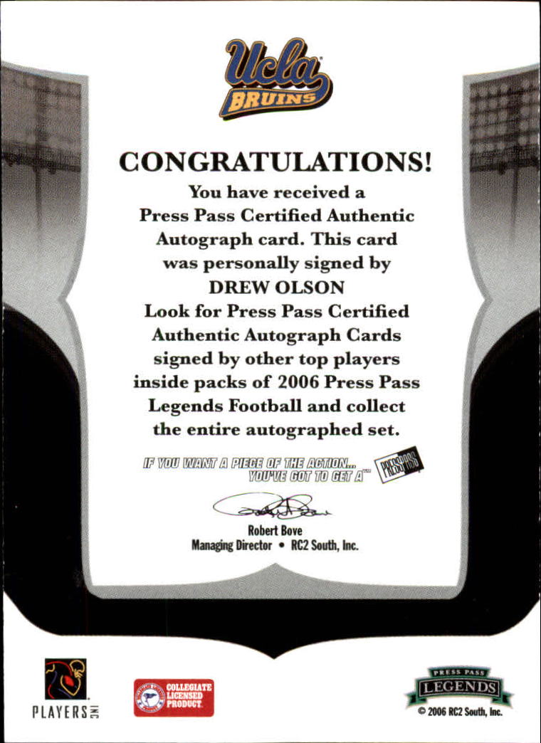 2006 Press Pass Legends Autographs #54 Drew Olson back image