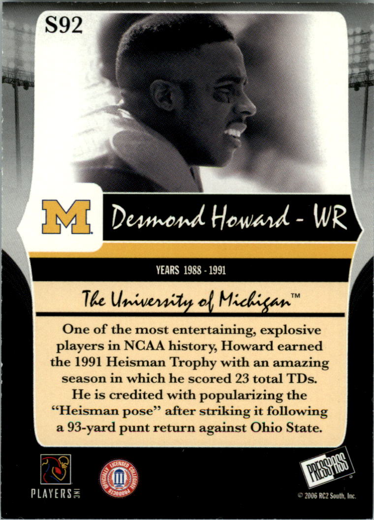 2006 Press Pass Legends Silver #S92 Desmond Howard back image