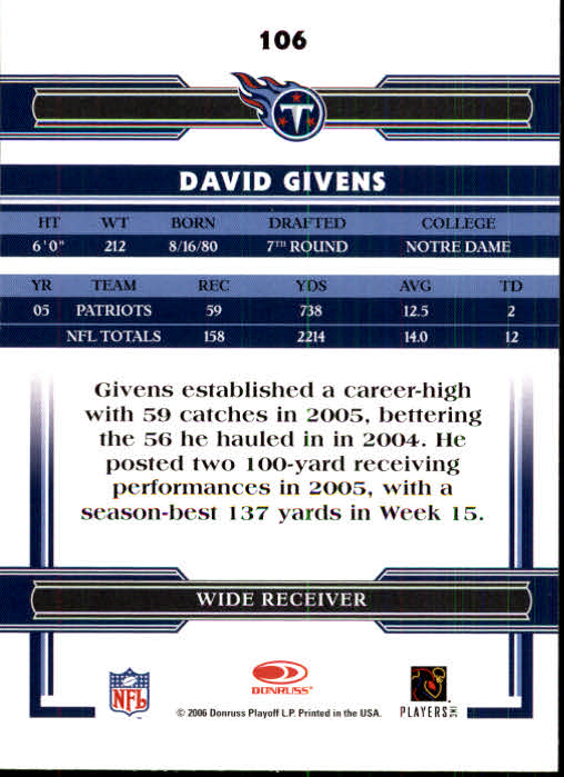 A3093- 2006 Donruss Threads Fb Carte 1-220 + Inserti -si Pick- 15 + Gratis US - Foto 205 di 317
