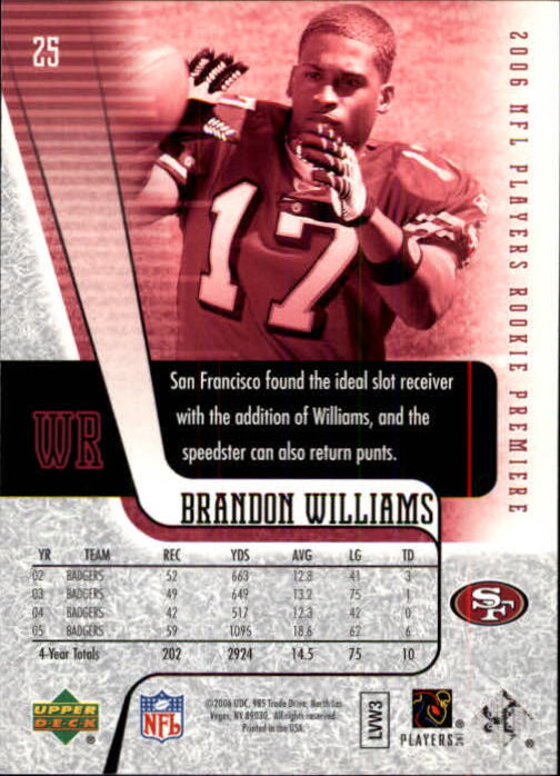 2006 Upper Deck Rookie Premiere #25 Brandon Williams - NM-MT