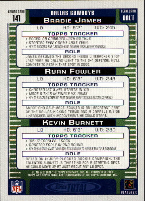 2006 Topps Total Football Card #1-250 - Choose Your Card