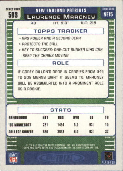 B1210- 2006 Topps Total FB Cards 401-556 +Inserts -You Pick- 15+ FREE US SHIP - Picture 178 of 336