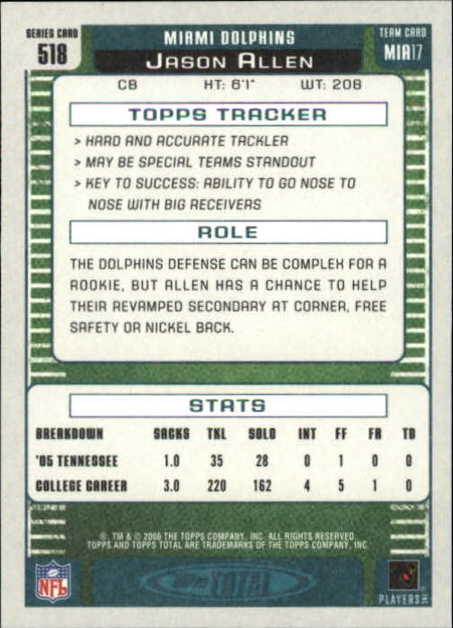 B1210- 2006 Topps Total FB Cards 401-556 +Inserts -You Pick- 15+ FREE US SHIP - Picture 207 of 336