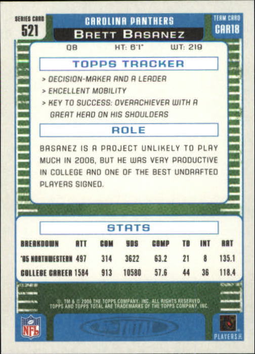 B1210- 2006 Topps Total FB Cards 401-556 +Inserts -You Pick- 15+ FREE US SHIP - Picture 211 of 336
